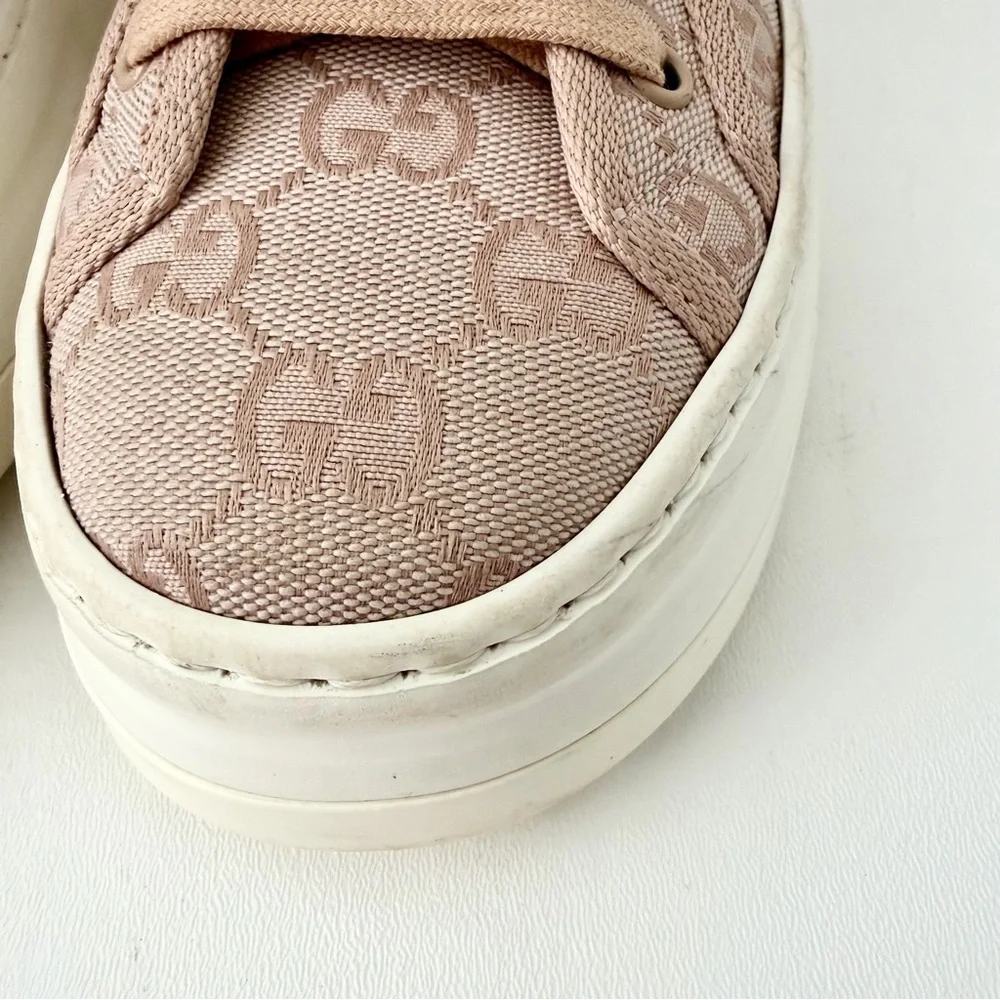 GUCCI | Pink‎ GG Canvas High Top Platform Sneakers Tennis 1977 EU 38